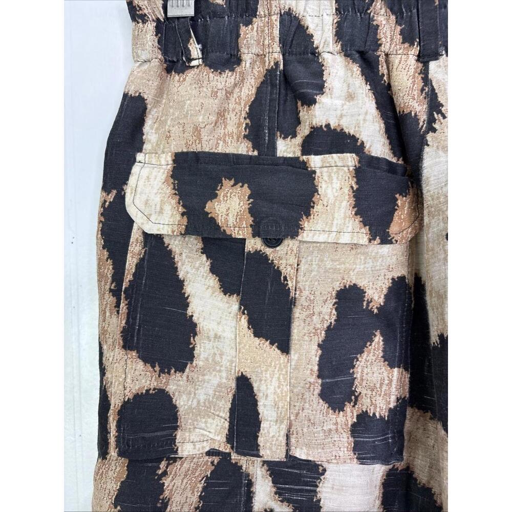 Ganni Shorts Womens 36 Small Linen Silk Leopard Lightweight Stretch Waist - Picture 7 of 9